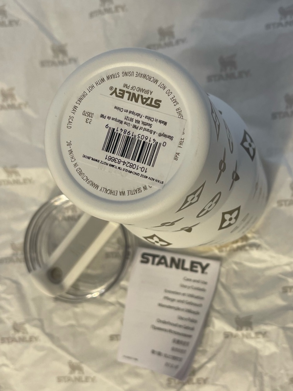Custom Stanley 40oz White with Gold Accents. Travel Mug - Picture 4 of 5